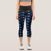 Glühende Unendlichkeit mit blauer Rose Capri Leggings (Vorderseite)