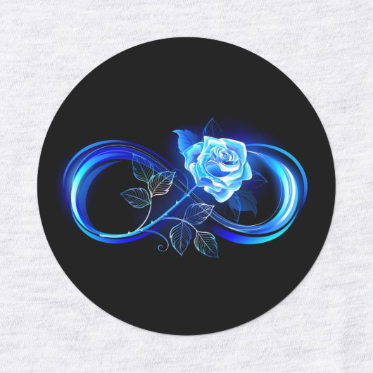 Glühende Unendlichkeit mit blauer Rose Etiketten (Design 1)