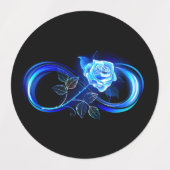 Glühende Unendlichkeit mit blauer Rose Etiketten (Design 2)