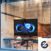 Glühende Unendlichkeit mit blauer Rose Fensteraufkleber (Café-Fenster)