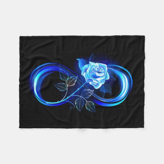 Glühende Unendlichkeit mit blauer Rose Fleecedecke (Vorderseite (Horizontal))