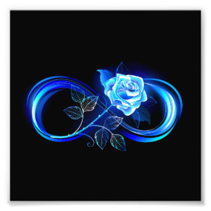 Glühende Unendlichkeit mit blauer Rose Fotodruck