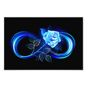 Glühende Unendlichkeit mit blauer Rose Fotodruck