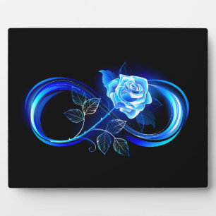 Glühende Unendlichkeit mit blauer Rose Fotoplatte