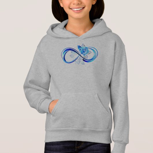 Glühende Unendlichkeit mit blauer Rose Hoodie (Vorderseite)