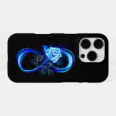 Glühende Unendlichkeit mit blauer Rose iPhone Hülle (Rückseite (Horizontal))