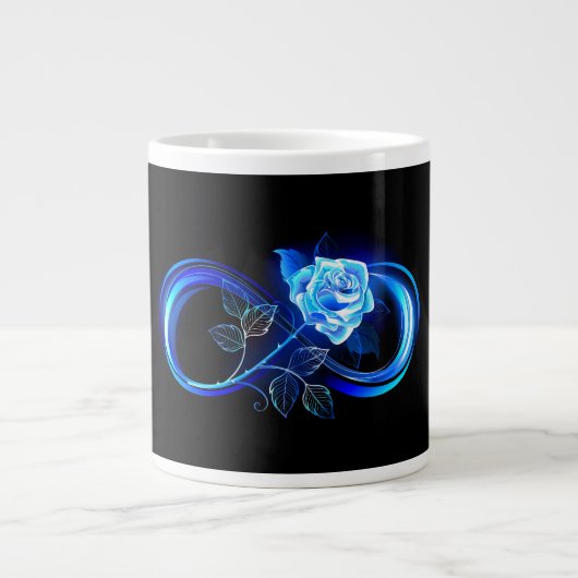 Glühende Unendlichkeit mit blauer Rose Jumbo-Tasse (Vorderseite)