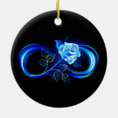 Glühende Unendlichkeit mit blauer Rose Keramik Ornament (Hinten)