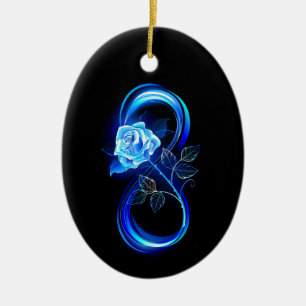 Glühende Unendlichkeit mit blauer Rose Keramik Ornament