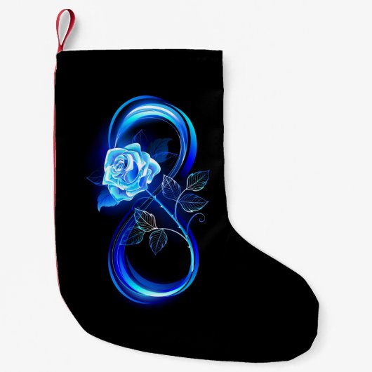 Glühende Unendlichkeit mit blauer Rose Kleiner Weihnachtsstrumpf (Vorderseite)
