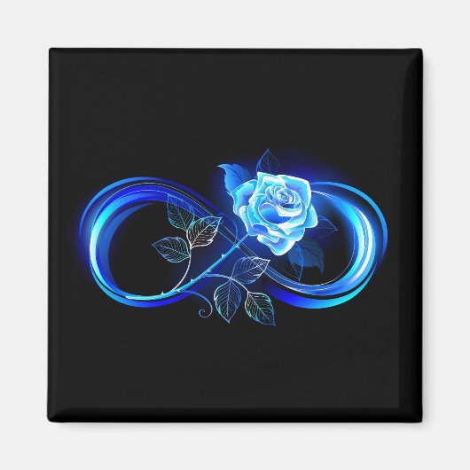 Glühende Unendlichkeit mit blauer Rose Magnet (Vorne)