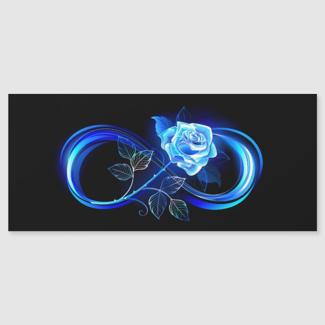 Glühende Unendlichkeit mit blauer Rose Magnetkarte (Vorderseite)