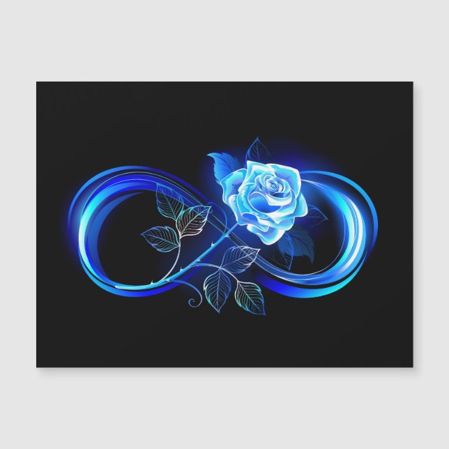 Glühende Unendlichkeit mit blauer Rose Magnetkarte (Vorderseite)