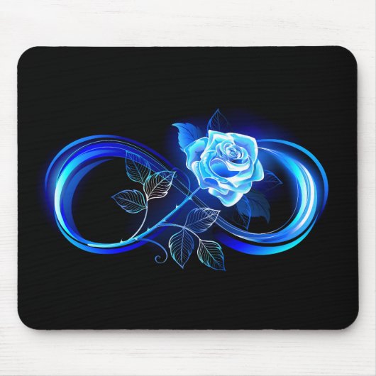 Glühende Unendlichkeit mit blauer Rose Mousepad (Vorne)
