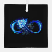 Glühende Unendlichkeit mit blauer Rose Ornament Aus Glas (Rückseite)