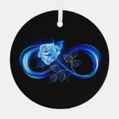 Glühende Unendlichkeit mit blauer Rose Ornament Aus Glas (Rückseite)