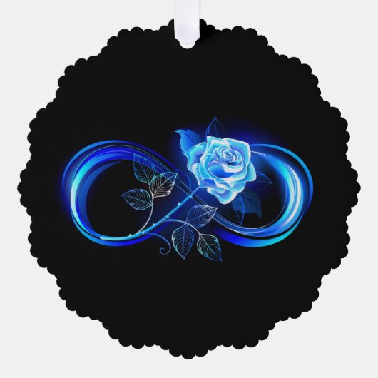 Glühende Unendlichkeit mit blauer Rose Ornament Karte (Vorderseite)