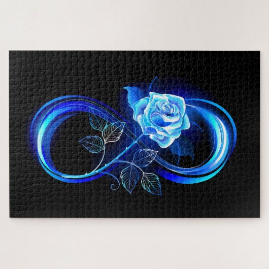 Glühende Unendlichkeit mit blauer Rose Puzzle (Horizontal)