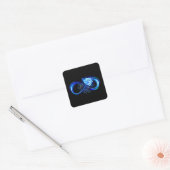 Glühende Unendlichkeit mit blauer Rose Quadratischer Aufkleber (Umschlag)