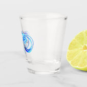 Glühende Unendlichkeit mit blauer Rose Schnapsglas (Rechts)