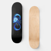 Glühende Unendlichkeit mit blauer Rose Skateboard (Vorderseite)