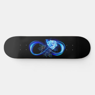 Glühende Unendlichkeit mit blauer Rose Skateboard
