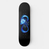 Glühende Unendlichkeit mit blauer Rose Skateboard (Vorderseite)
