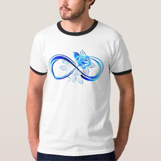 Glühende Unendlichkeit mit blauer Rose T-Shirt (Vorderseite)