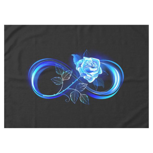 Glühende Unendlichkeit mit blauer Rose Tischdecke (Vorderseite (Horizontal))