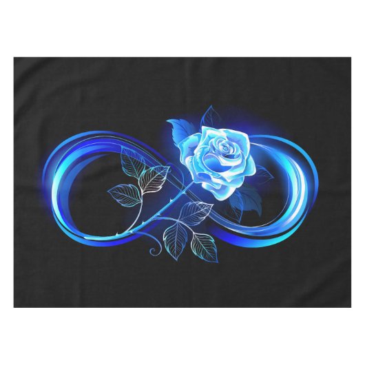 Glühende Unendlichkeit mit blauer Rose Tischdecke (Vorderseite (Horizontal))