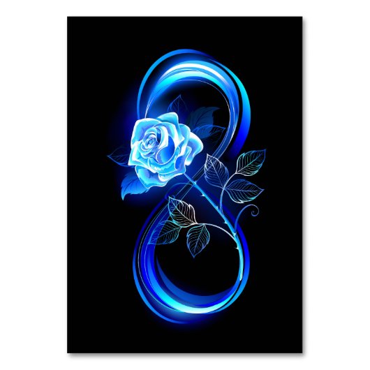 Glühende Unendlichkeit mit blauer Rose Tischnummer (Vorderseite)