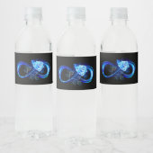 Glühende Unendlichkeit mit blauer Rose Wasserflaschenetikett (Flaschen)