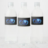 Glühende Unendlichkeit mit blauer Rose Wasserflaschenetikett (Flaschen)