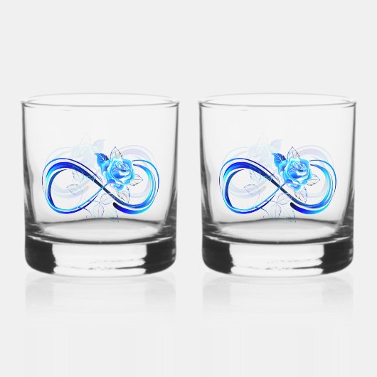 Glühende Unendlichkeit mit blauer Rose Whiskyglas (Vorderseite)