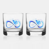Glühende Unendlichkeit mit blauer Rose Whiskyglas (Rückseite)