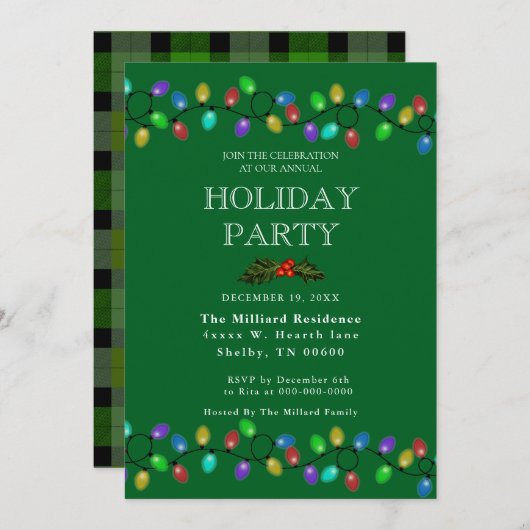 Glühende Urlaublichter Einladung (Vorne/Hinten)