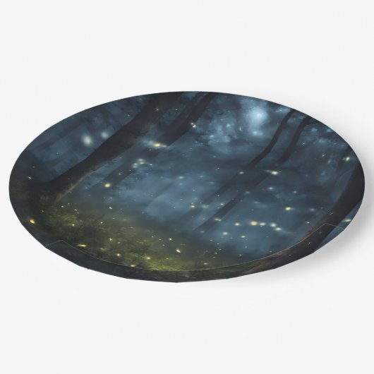 Glühende Waldflöten Pappteller (Schrägansicht)