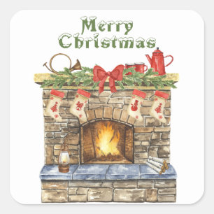Glühende Weihnachten Quadratischer Aufkleber
