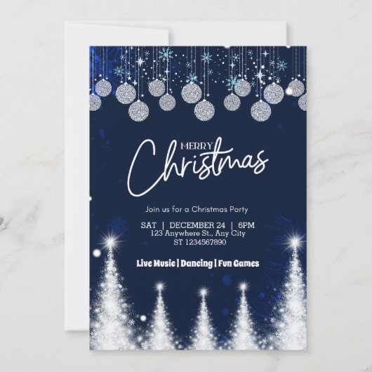 Glühende Weihnachtsbaumparty Einladung (Vorderseite)