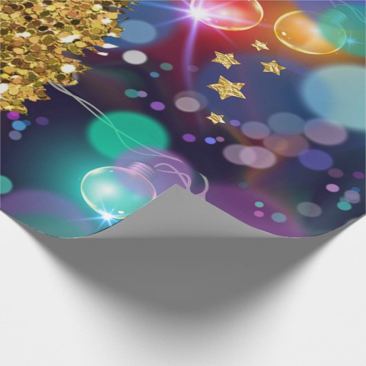 Glühende Weihnachtsbeleuchtung Bokeh Golden Tree Geschenkpapier (Ecke)