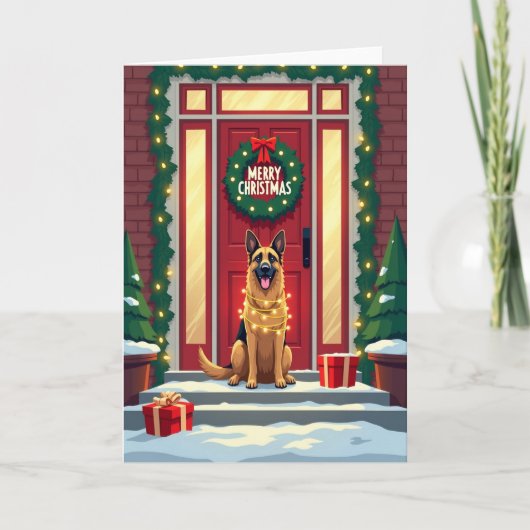 Glühende Weihnachtskarte für Hunde Karte (Vorderseite)