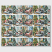 Glühende Weihnachtskatzenkunst oder -umschlagpapie Geschenkpapier (Flach)