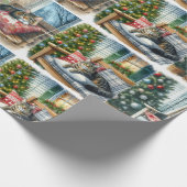 Glühende Weihnachtskatzenkunst oder -umschlagpapie Geschenkpapier (Ecke)