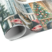 Glühende Weihnachtskatzenkunst oder -umschlagpapie Geschenkpapier (Rolleneckpunkt)