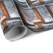 Glühende Weihnachtskerzen im Schnee Geschenkpapier (Rolleneckpunkt)
