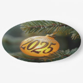 Glühende Weihnachtsschmuck 2025 Pappteller (Schrägansicht)