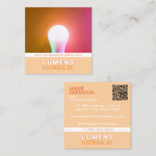 Glühende White Bulb Electrical Business Card Quadratische Visitenkarte