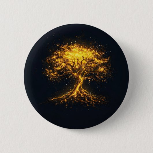Glühender Baum des Lebens - Mystisch und verzauber Button (Vorderseite)