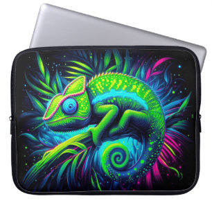 Glühender Chameleon, Augen fangende Neontiere Laptopschutzhülle