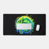 Glühender Chameleon, Augen fangende Neontiere Schreibtischunterlage (Tastatur & Maus)